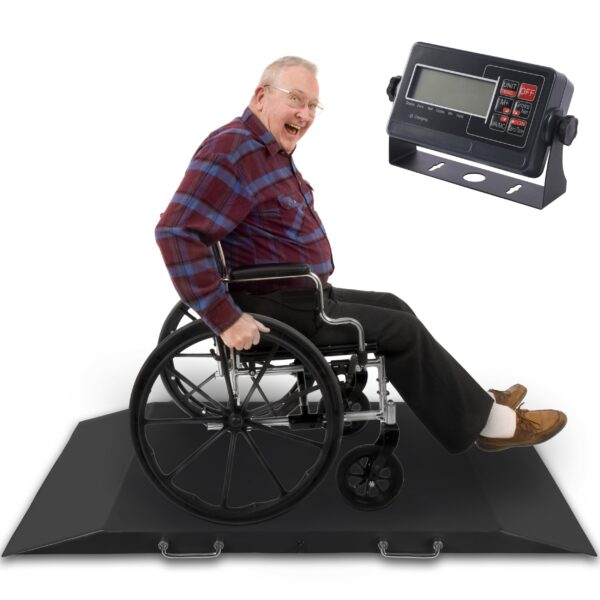 700 lb Portable Home Wheelchair Scale - Extended Ramp, 0.2 lb Accuracy, Easy Transport