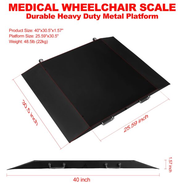 700 lb Portable Home Wheelchair Scale - Extended Ramp, 0.2 lb Accuracy, Easy Transport - Image 2