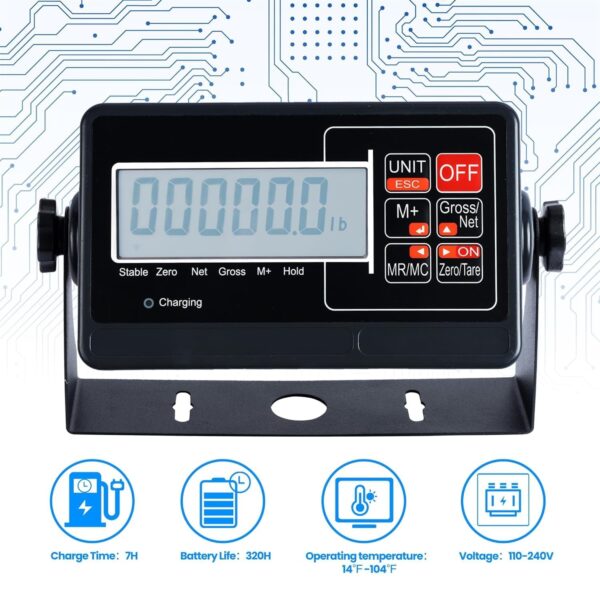 Floor Scale 24"x24" (2'x2') Indicator 2000x0.2lb Heavy Duty Structure,Digital Shipping Scale for Packages - Image 4