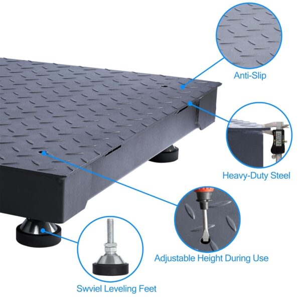Floor Scale 24"x24" (2'x2') Indicator 2000x0.2lb Heavy Duty Structure,Digital Shipping Scale for Packages - Image 5