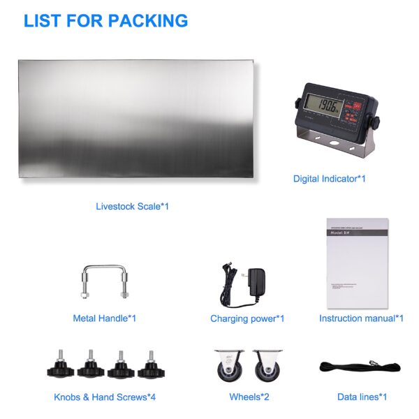 Livestock Scale, 700x0.2lb Animal Scale with Stainless Steel Platform 38 x 20 in - Image 7